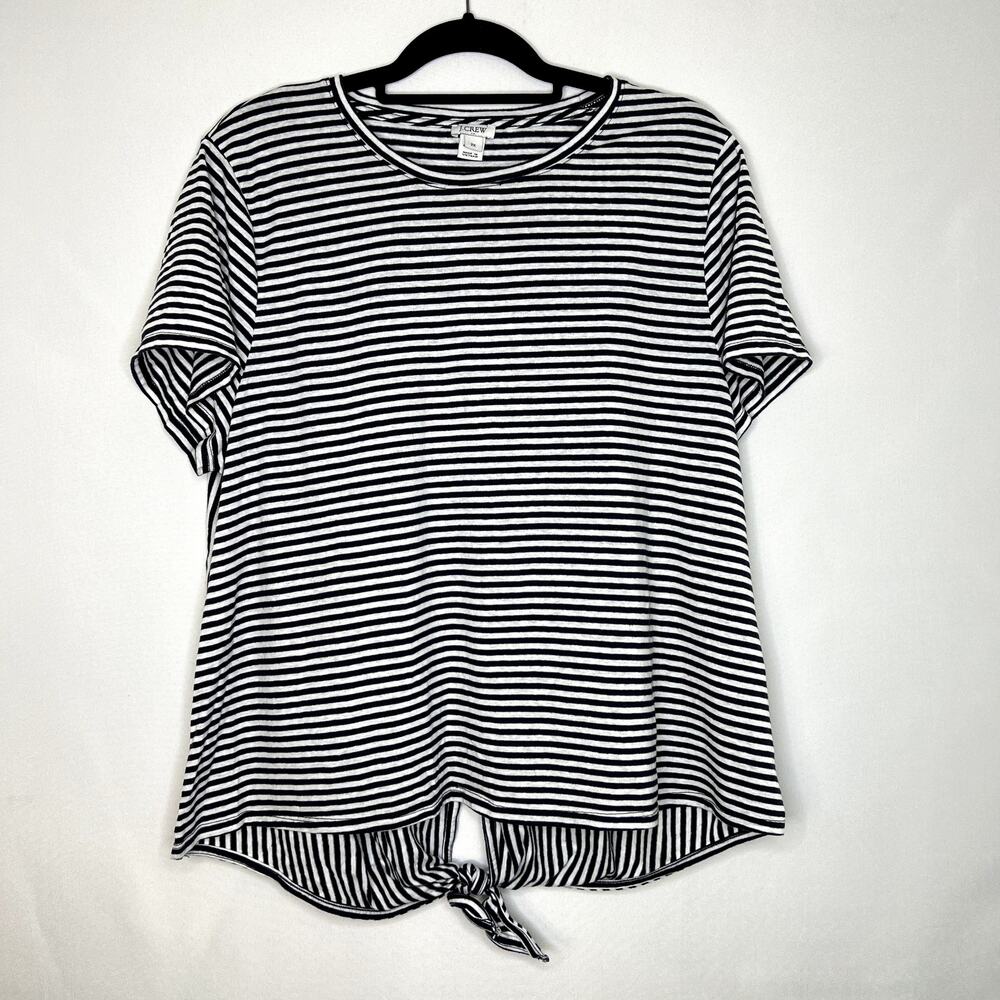 Jcrew Shirt Plus Size Womens Navy Blue Striped Tie Front Top Nautical Size 2XL